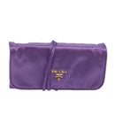 PRADA Jewelry Case Cosmetic Pouch Satin Purple Auth 74450-1