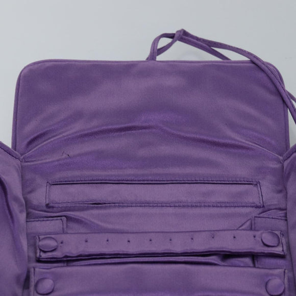 PRADA Jewelry Case Cosmetic Pouch Satin Purple Auth 74450