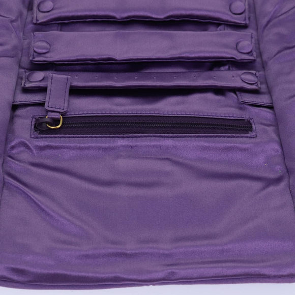 PRADA Jewelry Case Cosmetic Pouch Satin Purple Auth 74450