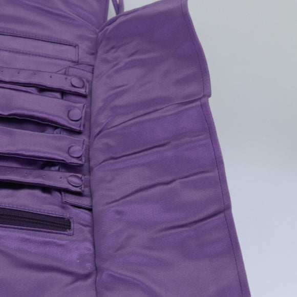 PRADA Jewelry Case Cosmetic Pouch Satin Purple Auth 74450