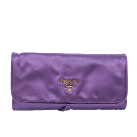 PRADA Jewelry Case Cosmetic Pouch Satin Purple Auth 74450 - 0