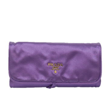 PRADA Jewelry Case Cosmetic Pouch Satin Purple Auth 74450 - 0