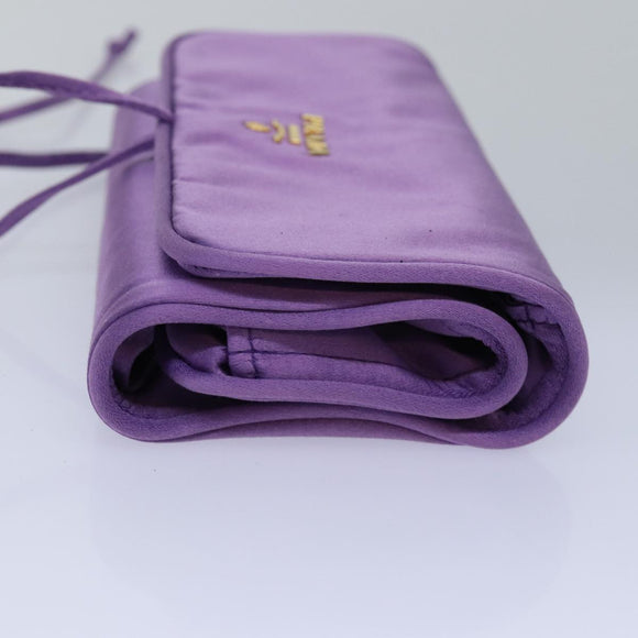 PRADA Jewelry Case Cosmetic Pouch Satin Purple Auth 74450