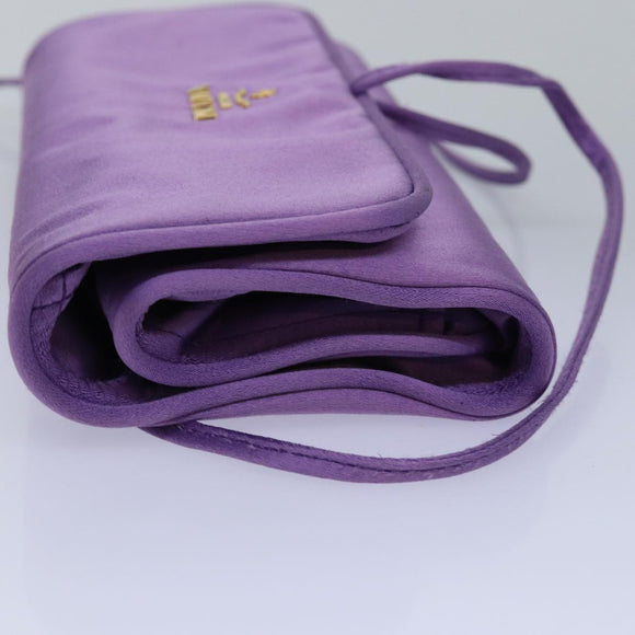 PRADA Jewelry Case Cosmetic Pouch Satin Purple Auth 74450
