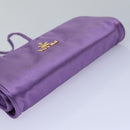 PRADA Jewelry Case Cosmetic Pouch Satin Purple Auth 74450-6