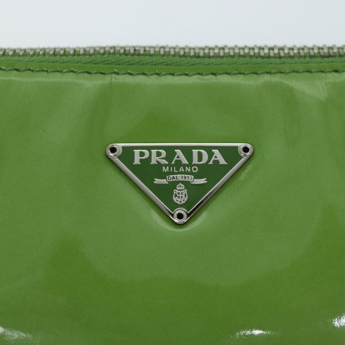 PRADA Shoulder Pouch Enamel Green Auth 74453