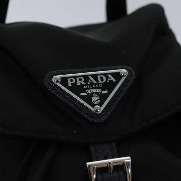 PRADA Chain Shoulder Bag Nylon Black Auth 74455AM