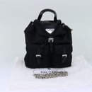 PRADA Chain Shoulder Bag Nylon Black Auth 74455AM-12