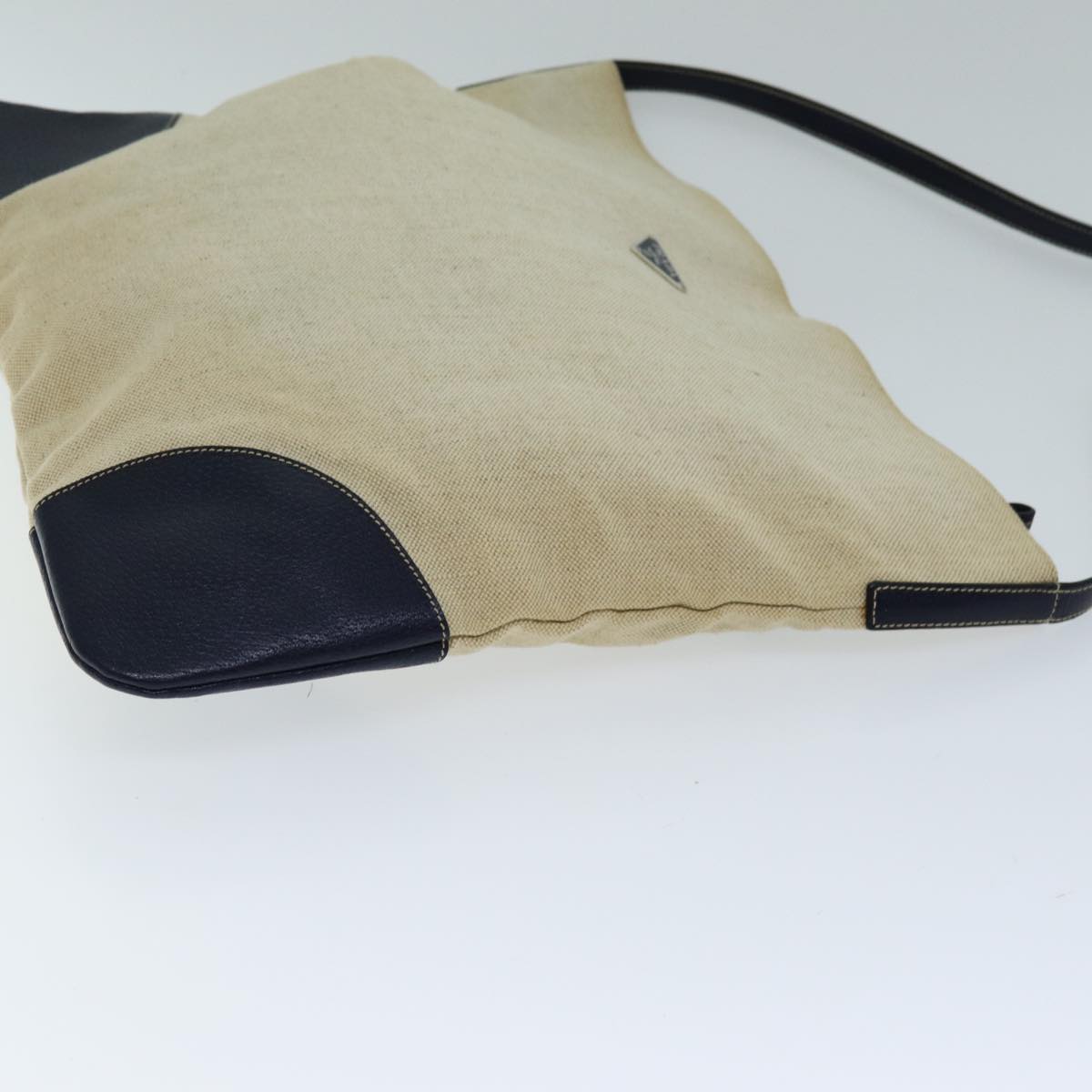 PRADA Shoulder Bag Canvas Beige Auth 74475