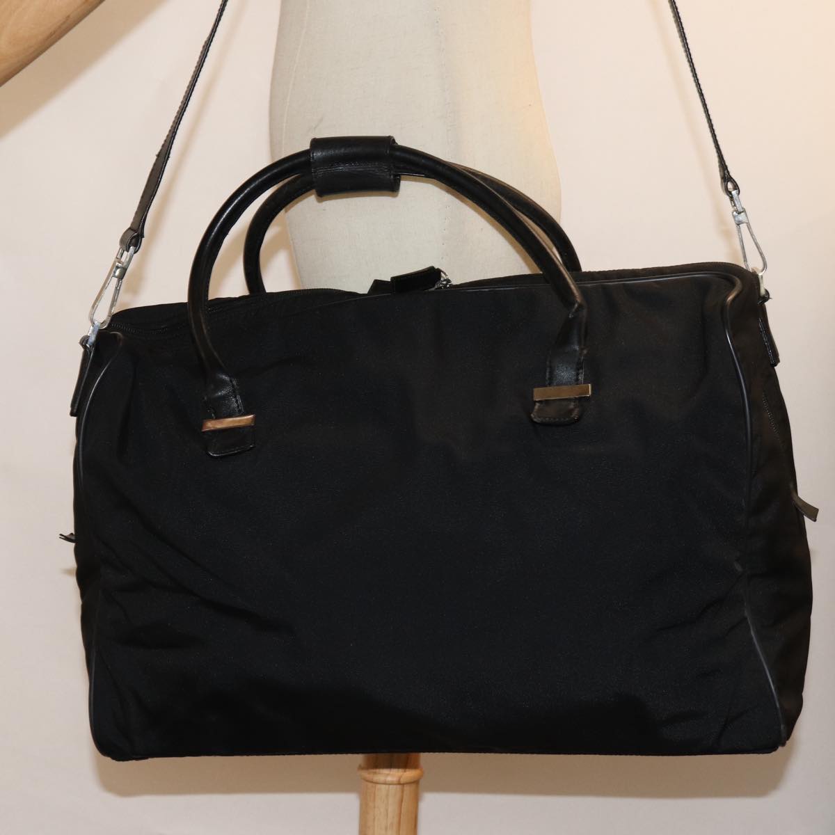 GUCCI Boston Bag Nylon 2way Black Auth 74476