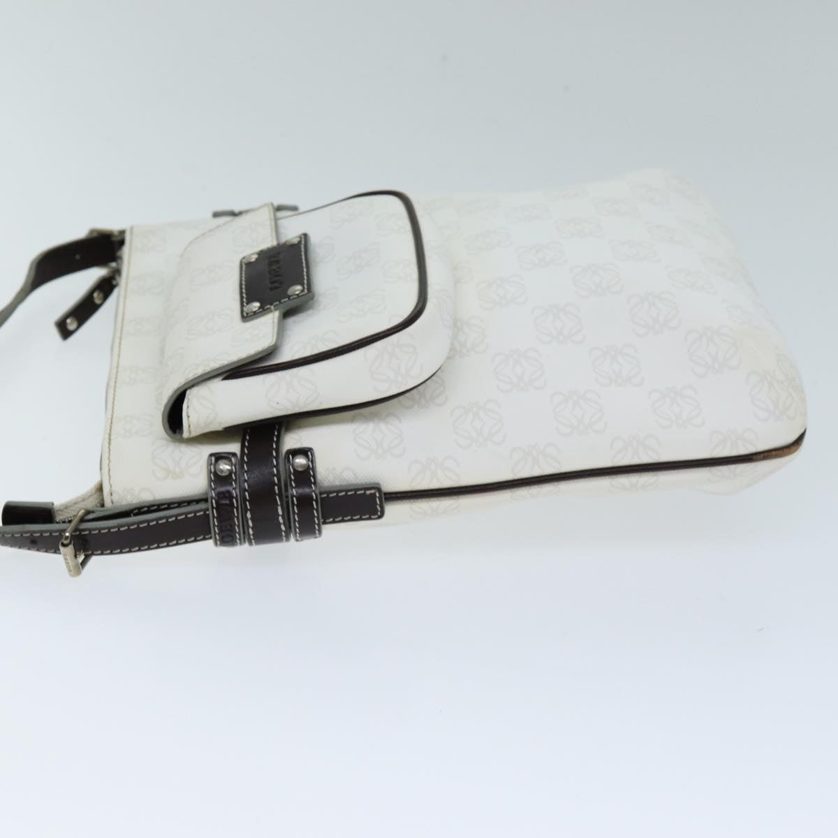 LOEWE Anagram Shoulder Bag PVC White Auth 74479
