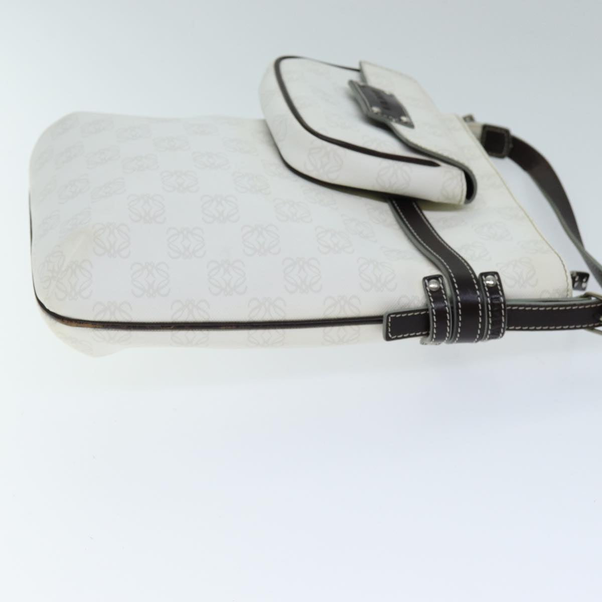 LOEWE Anagram Shoulder Bag PVC White Auth 74479