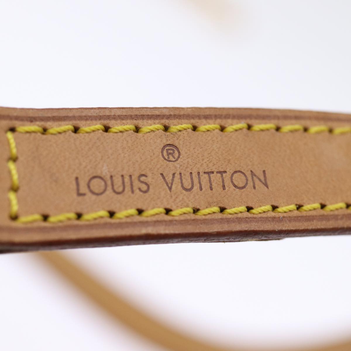 LOUIS VUITTON Shoulder Strap Leather 35.8"" Beige LV Auth 74488