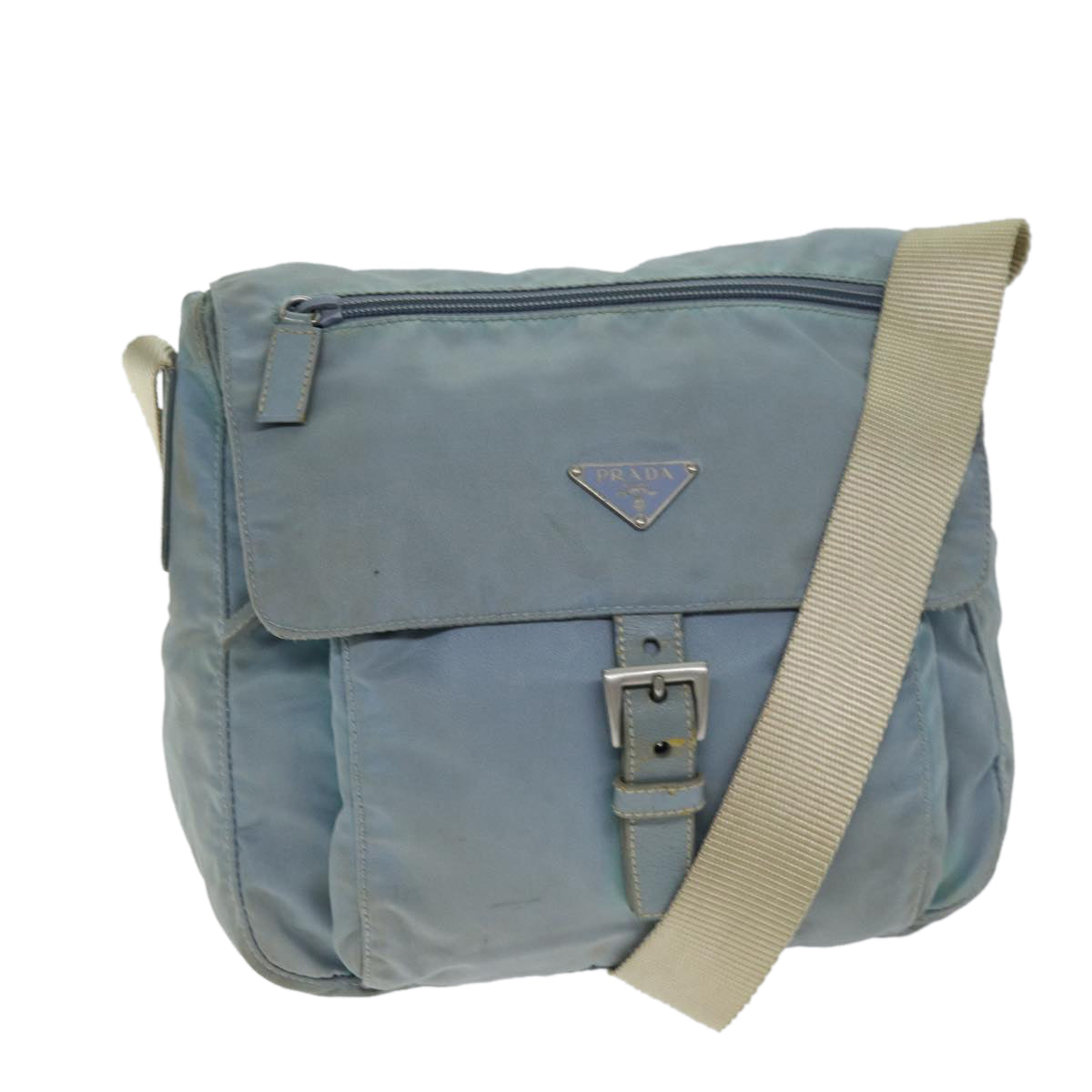 PRADA Shoulder Bag Nylon Light Blue Auth 74535