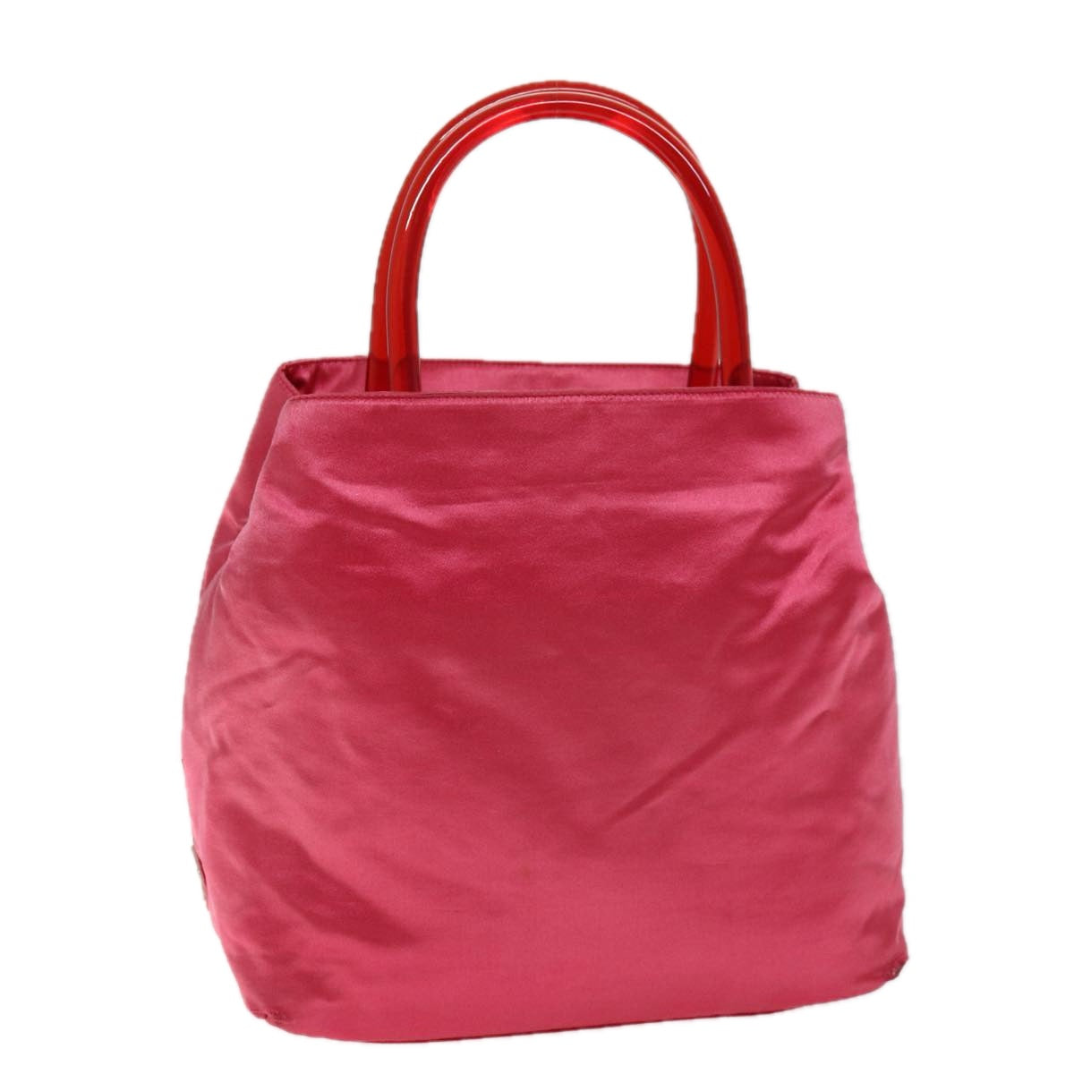 PRADA Hand Bag Satin Pink Auth 74537