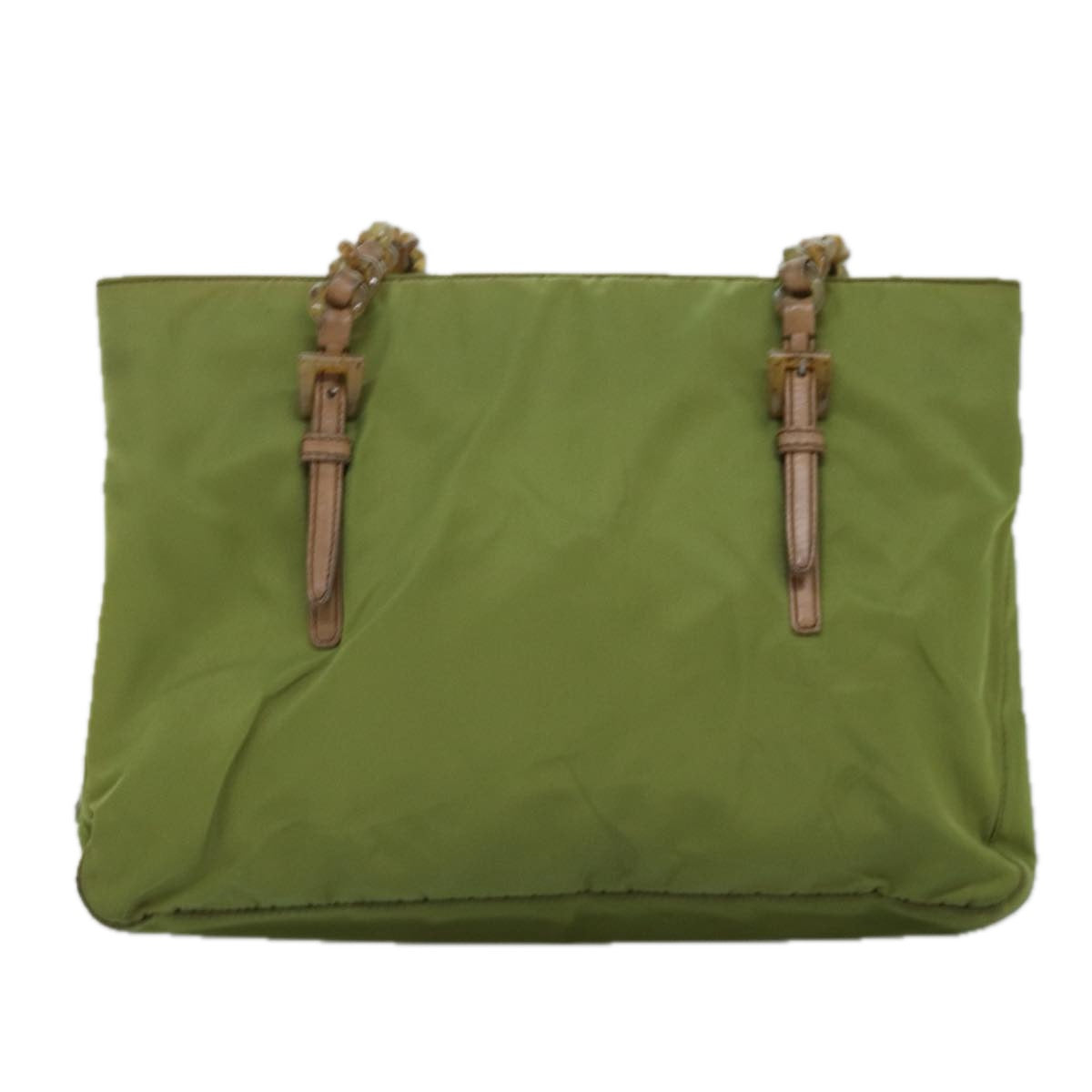PRADA Chain Tote Bag Nylon Khaki Auth 74538 - 0
