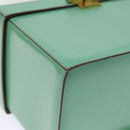 CELINE Vanity Cosmetic Pouch Leather Green Auth 74541-14