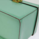 CELINE Vanity Cosmetic Pouch Leather Green Auth 74541-15