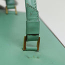 CELINE Vanity Cosmetic Pouch Leather Green Auth 74541-9