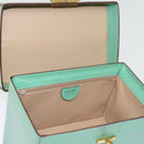 CELINE Vanity Cosmetic Pouch Leather Green Auth 74541-20