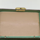 CELINE Vanity Cosmetic Pouch Leather Green Auth 74541-10