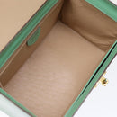 CELINE Vanity Cosmetic Pouch Leather Green Auth 74541-11