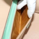 CELINE Vanity Cosmetic Pouch Leather Green Auth 74541-23