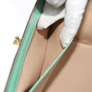 CELINE Vanity Cosmetic Pouch Leather Green Auth 74541-24