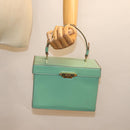 CELINE Vanity Cosmetic Pouch Leather Green Auth 74541-25