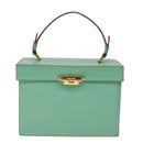 CELINE Vanity Cosmetic Pouch Leather Green Auth 74541-13