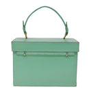 CELINE Vanity Cosmetic Pouch Leather Green Auth 74541-2