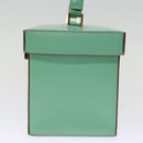 CELINE Vanity Cosmetic Pouch Leather Green Auth 74541-3