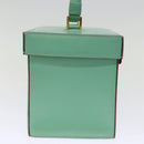 CELINE Vanity Cosmetic Pouch Leather Green Auth 74541-4