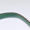 CELINE Vanity Cosmetic Pouch Leather Green Auth 74541-8