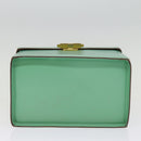 CELINE Vanity Cosmetic Pouch Leather Green Auth 74541-5