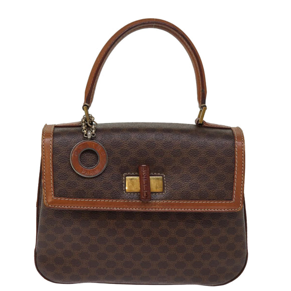 CELINE Macadam Canvas Hand Bag PVC 2way Brown Auth 74543