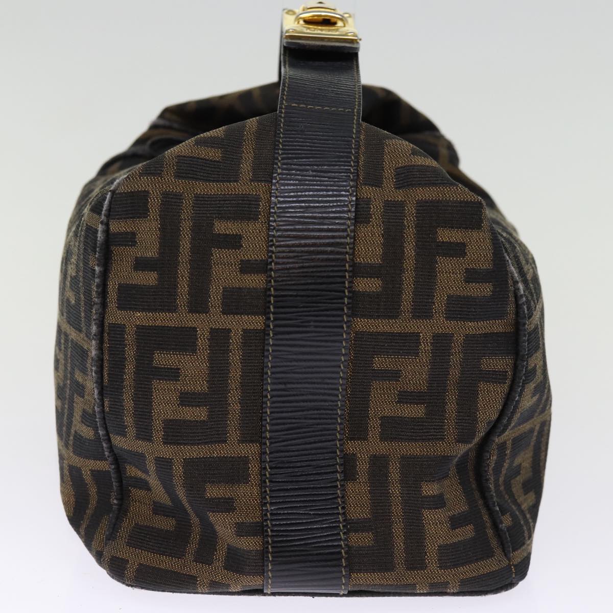 FENDI Zucca Canvas Vanity Cosmetic Pouch Brown Black Auth 74573