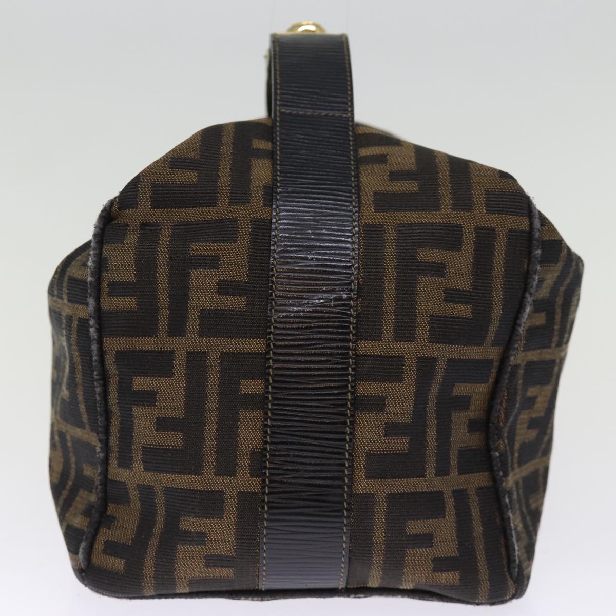 FENDI Zucca Canvas Vanity Cosmetic Pouch Brown Black Auth 74573