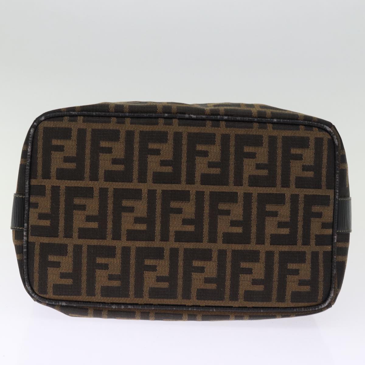 FENDI Zucca Canvas Vanity Cosmetic Pouch Brown Black Auth 74573