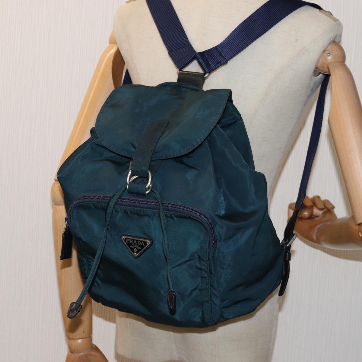 PRADA Backpack Nylon Green Auth 74575