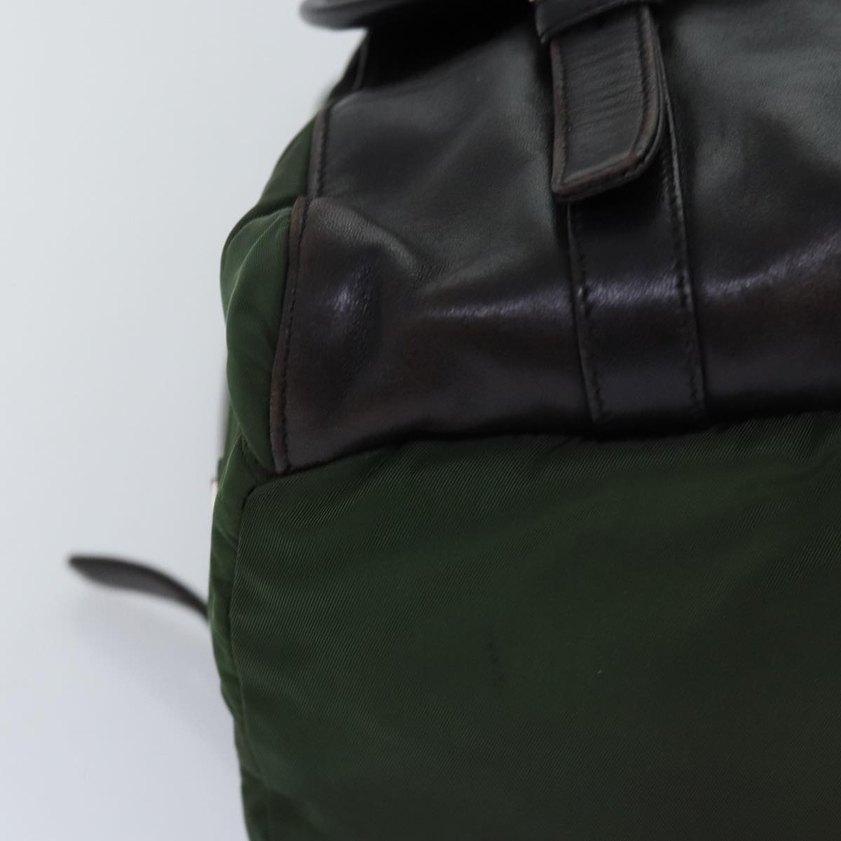 PRADA Backpack Nylon Khaki Auth 74576