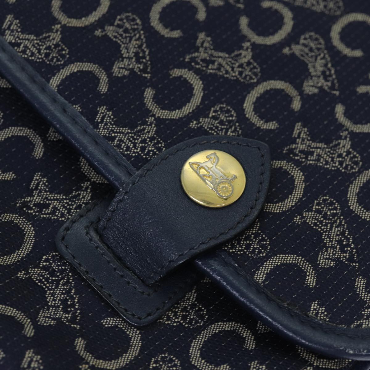 CELINE C Macadam Canvas Hand Bag Navy Auth 74584