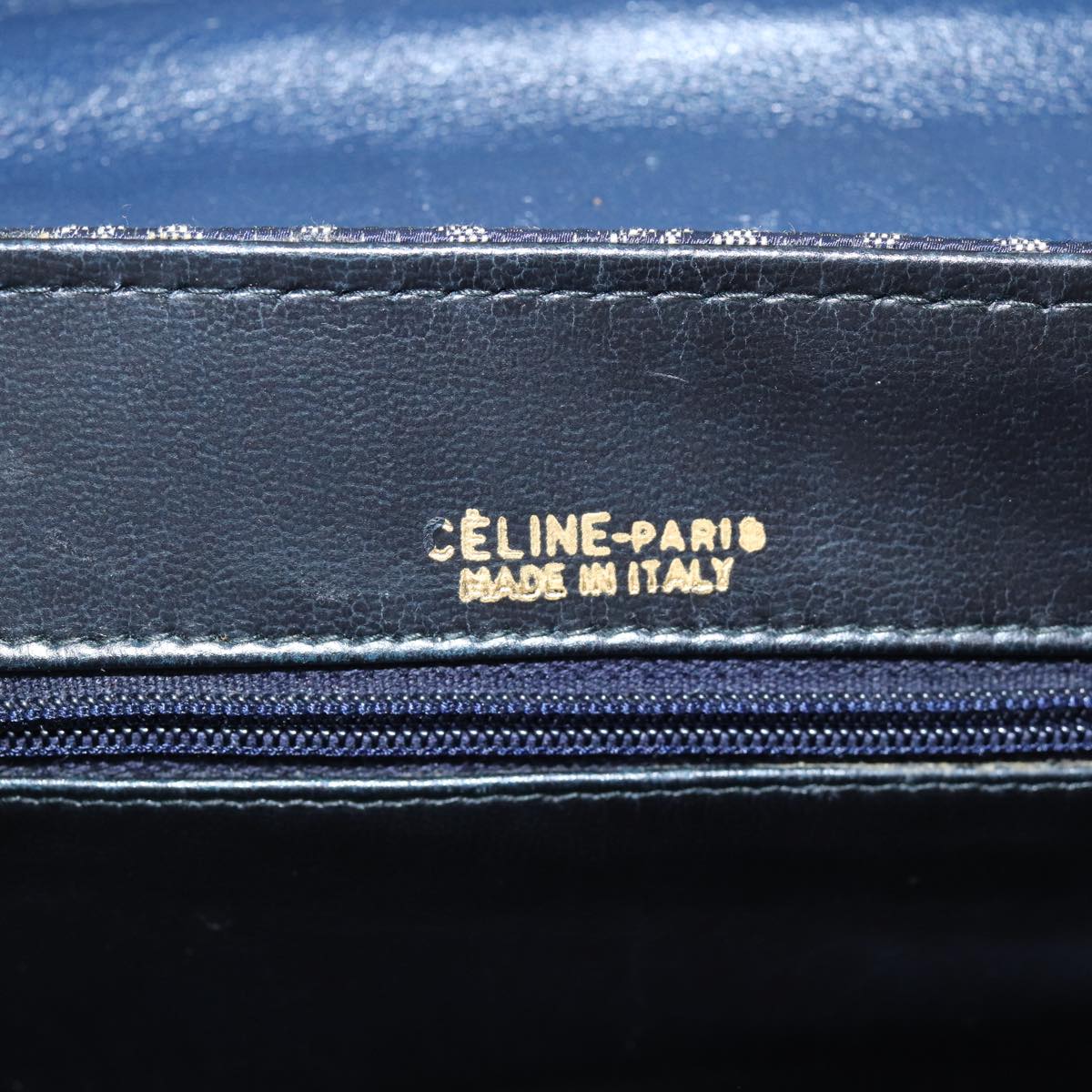 CELINE C Macadam Canvas Hand Bag Navy Auth 74584