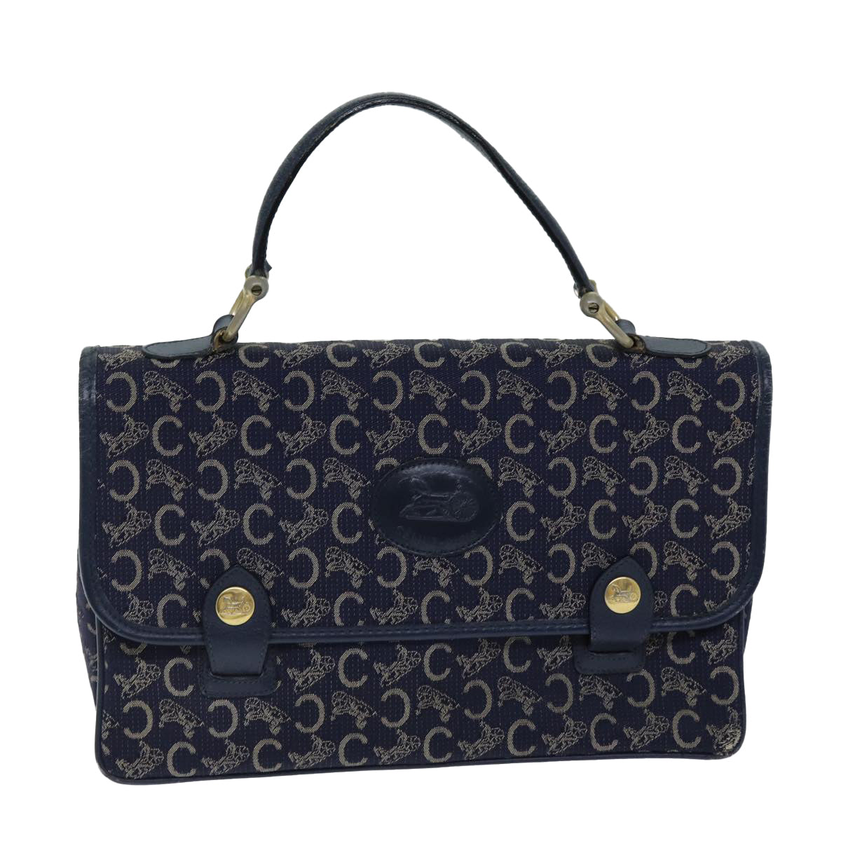 CELINE C Macadam Canvas Hand Bag Navy Auth 74584 - 0