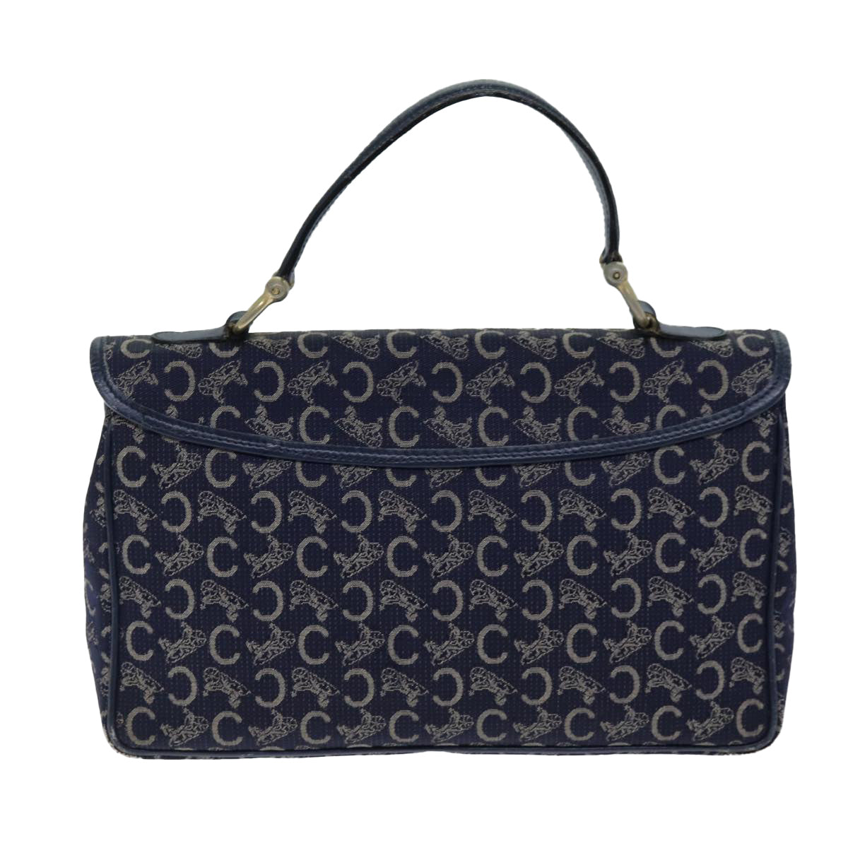 CELINE C Macadam Canvas Hand Bag Navy Auth 74584