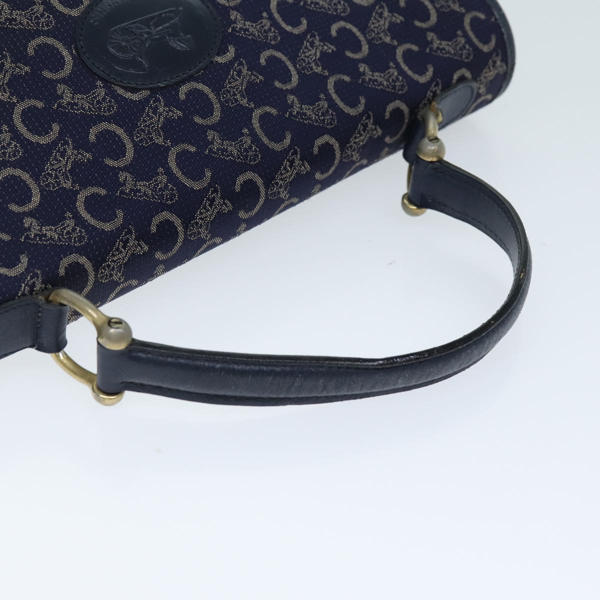 CELINE C Macadam Canvas Hand Bag Navy Auth 74584