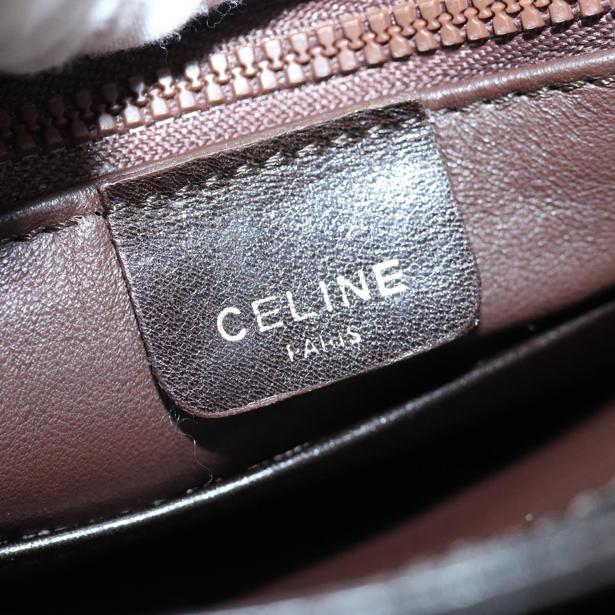 CELINE Shoulder Bag Leather Brown Auth 74588