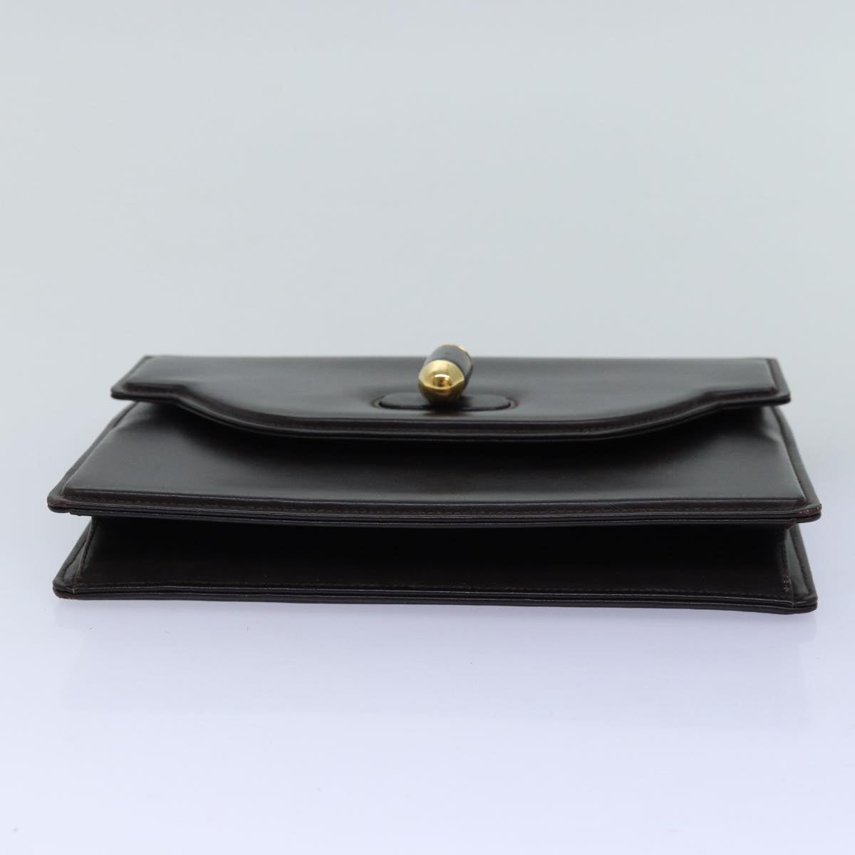 GUCCI Clutch Bag Leather Brown Auth 74596