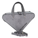 BALENCIAGA Triangle Duffle XS Hand Bag Leather 2way Silver 531048 Auth 74610-1