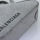 BALENCIAGA Triangle Duffle XS Hand Bag Leather 2way Silver 531048 Auth 74610-11